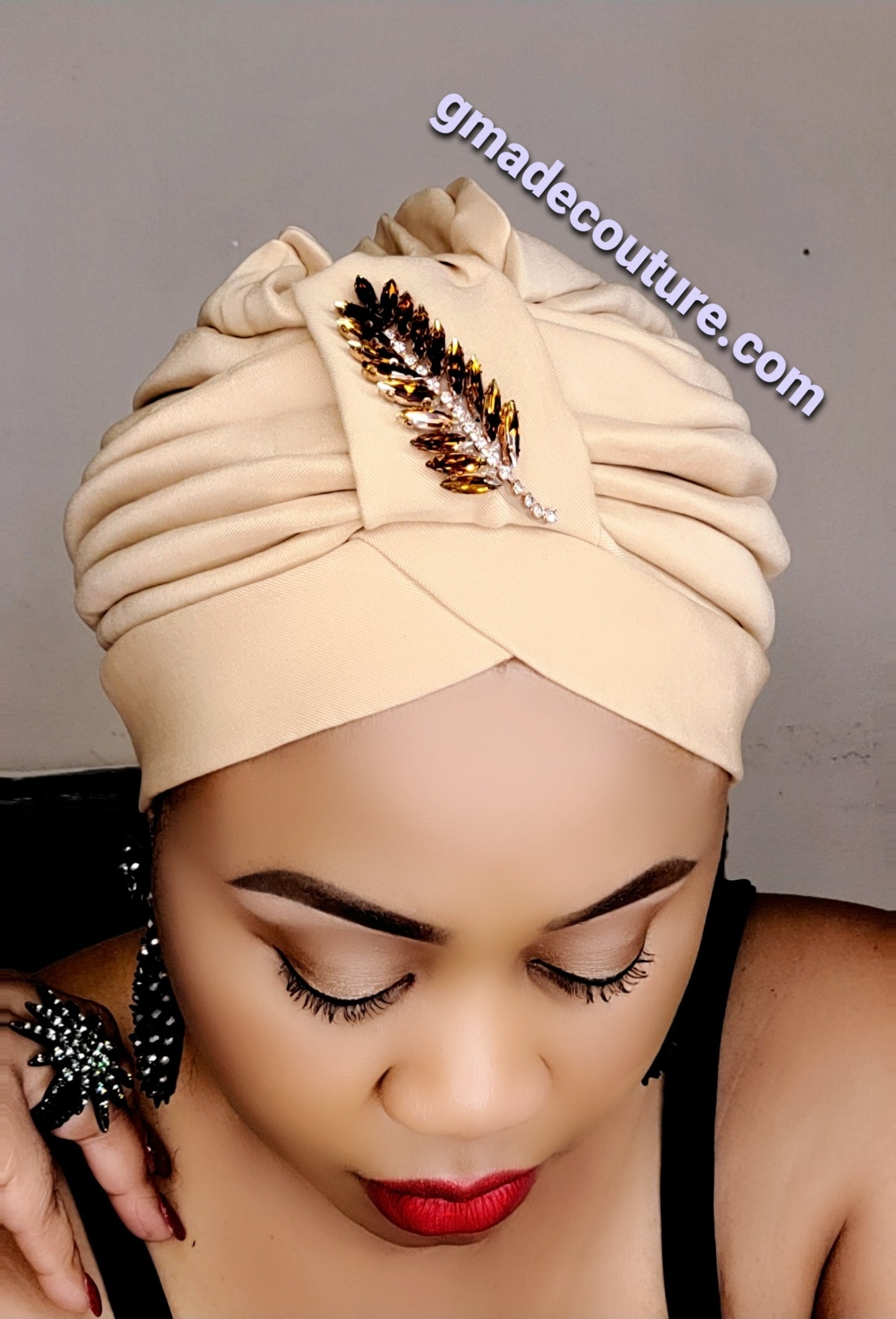 Tasha Ready to wear Turban with up-do Rhinestones 29