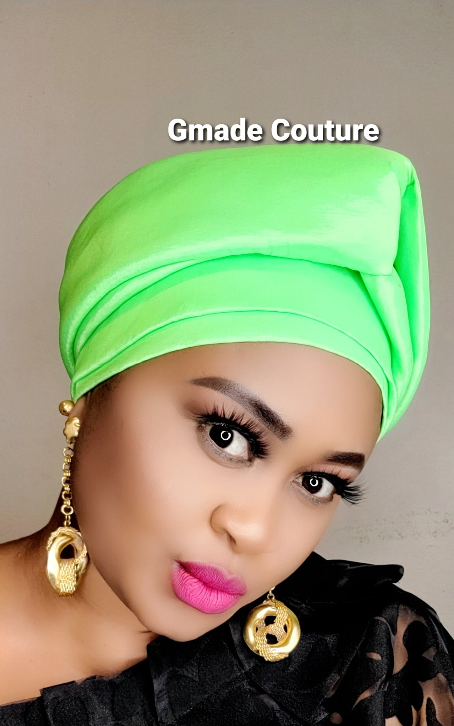 READY TO WEAR TAFETTA TURBAN GELE CAP WITH KNOT UP-DO- 1