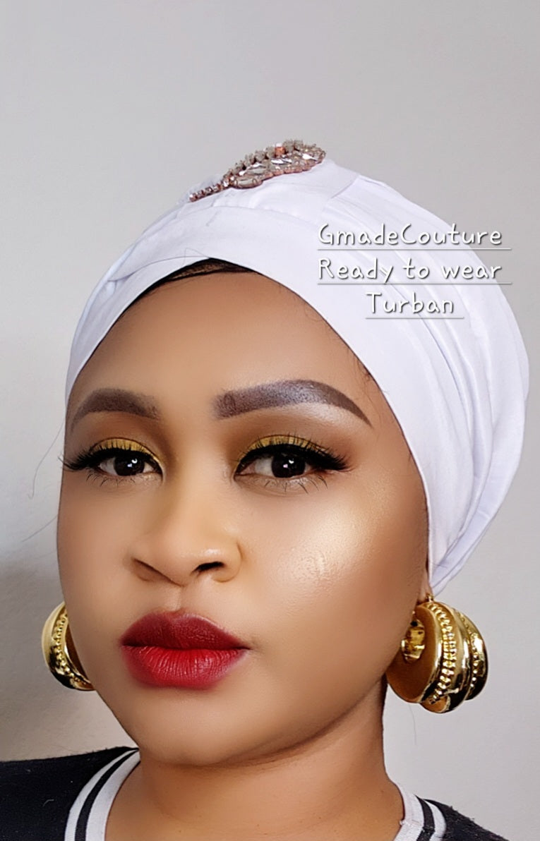 Tasha Ready to wear Turban with up-do Rhinestones 23