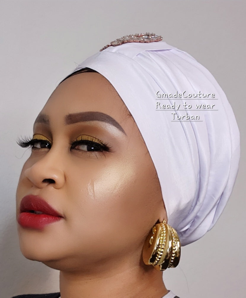 Tasha Ready to wear Turban with up-do Rhinestones 23