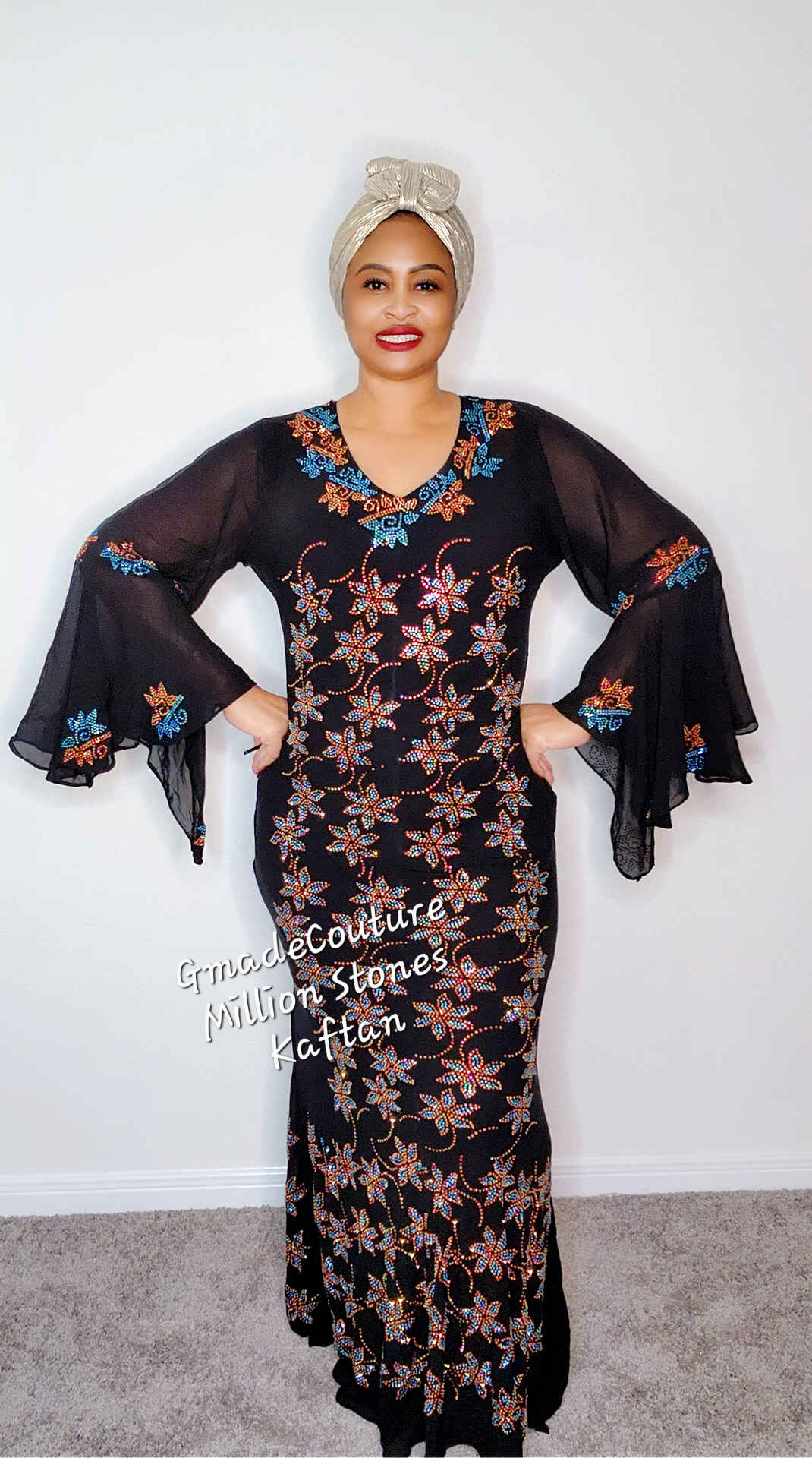 GMADEC Million Stones Kaftan with Flare Sleeves ( GLITTERS)