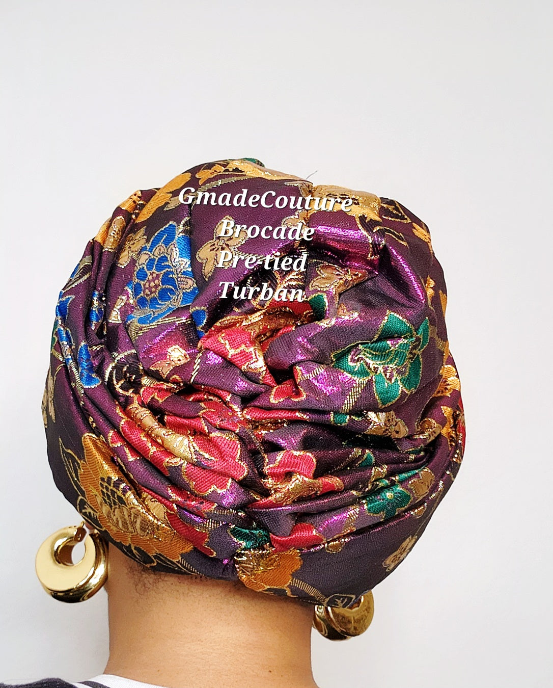 SUWA BROCADE PRE-TIED TURBAN CAP WITH UP-DO ( LUXURY)