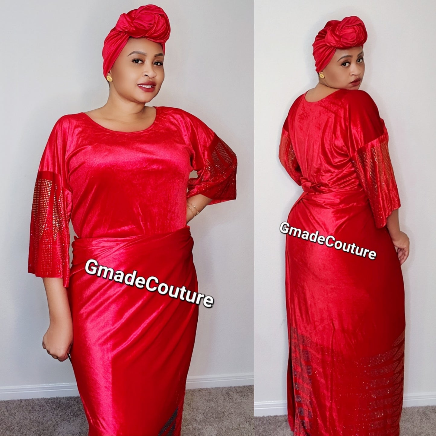 3- piece Ready to wear Wrapper set ( Iro and Buba with Matching Scarf)