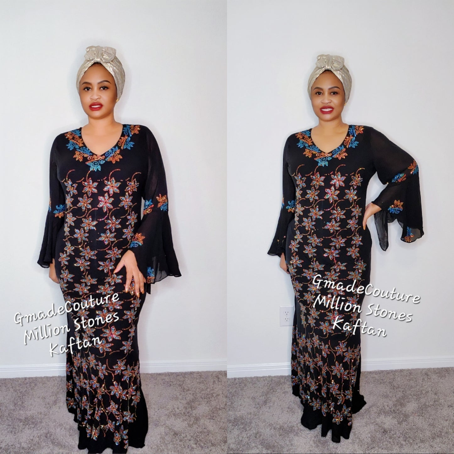 GMADEC Million Stones Kaftan with Flare Sleeves ( GLITTERS)