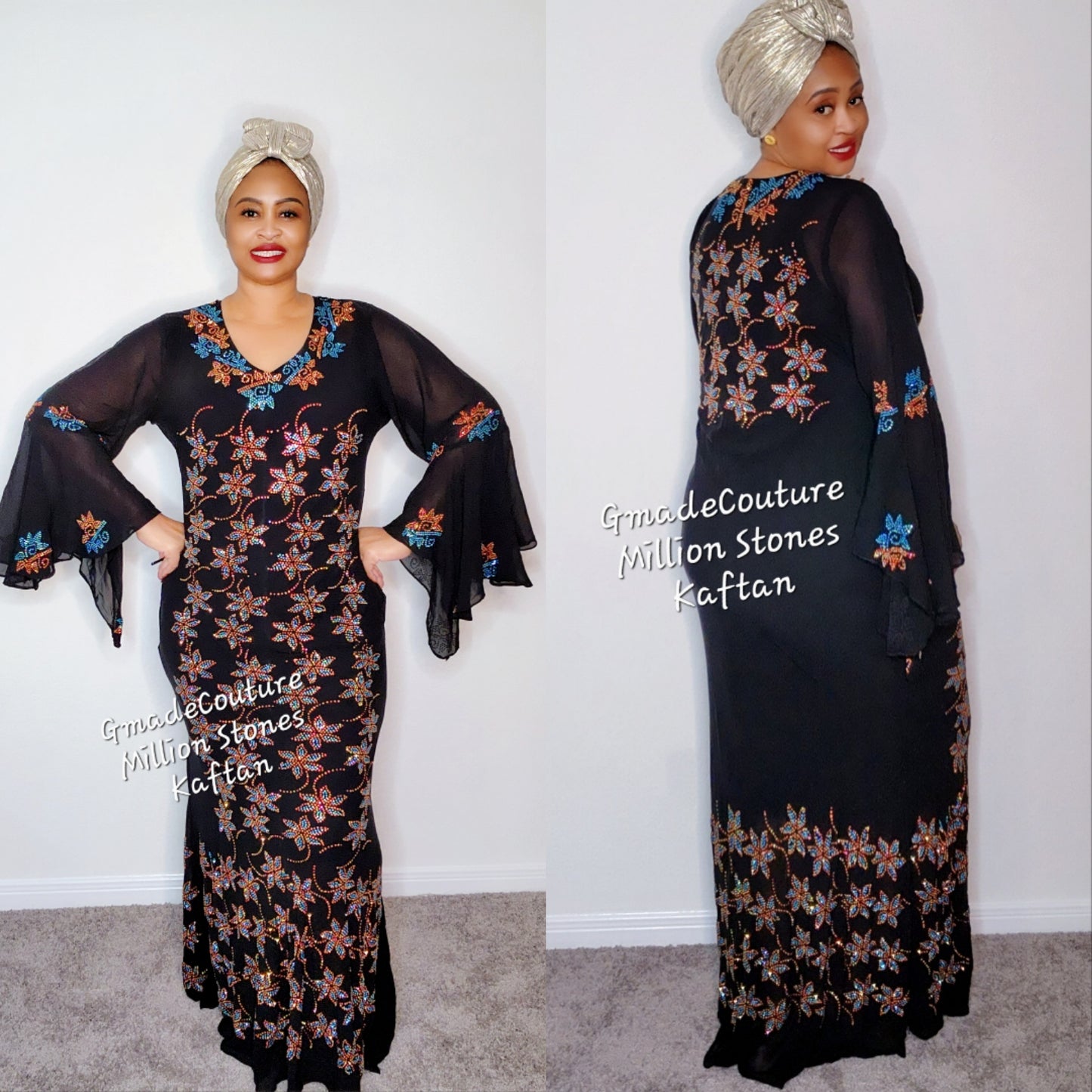 GMADEC Million Stones Kaftan with Flare Sleeves ( GLITTERS)