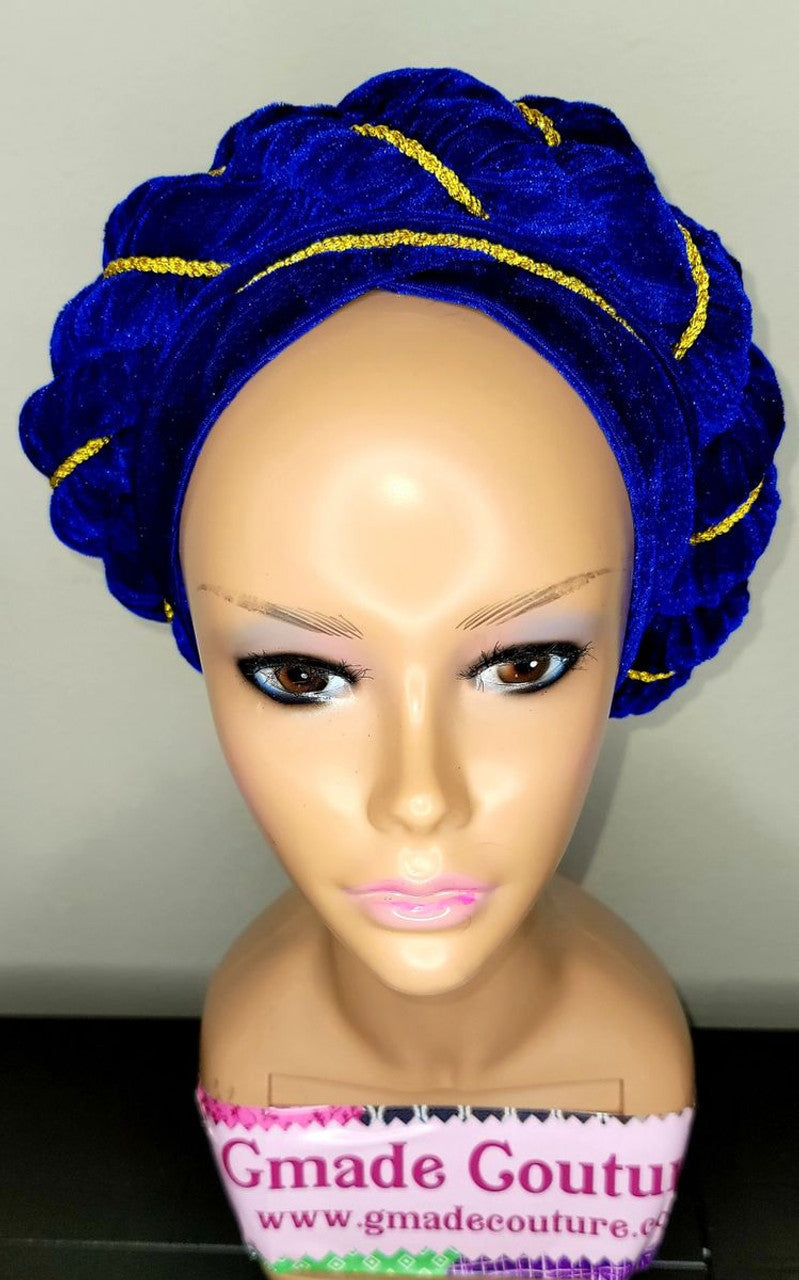 Extra Long Velvet Turban With Twisted Embellished Head Wrap 1