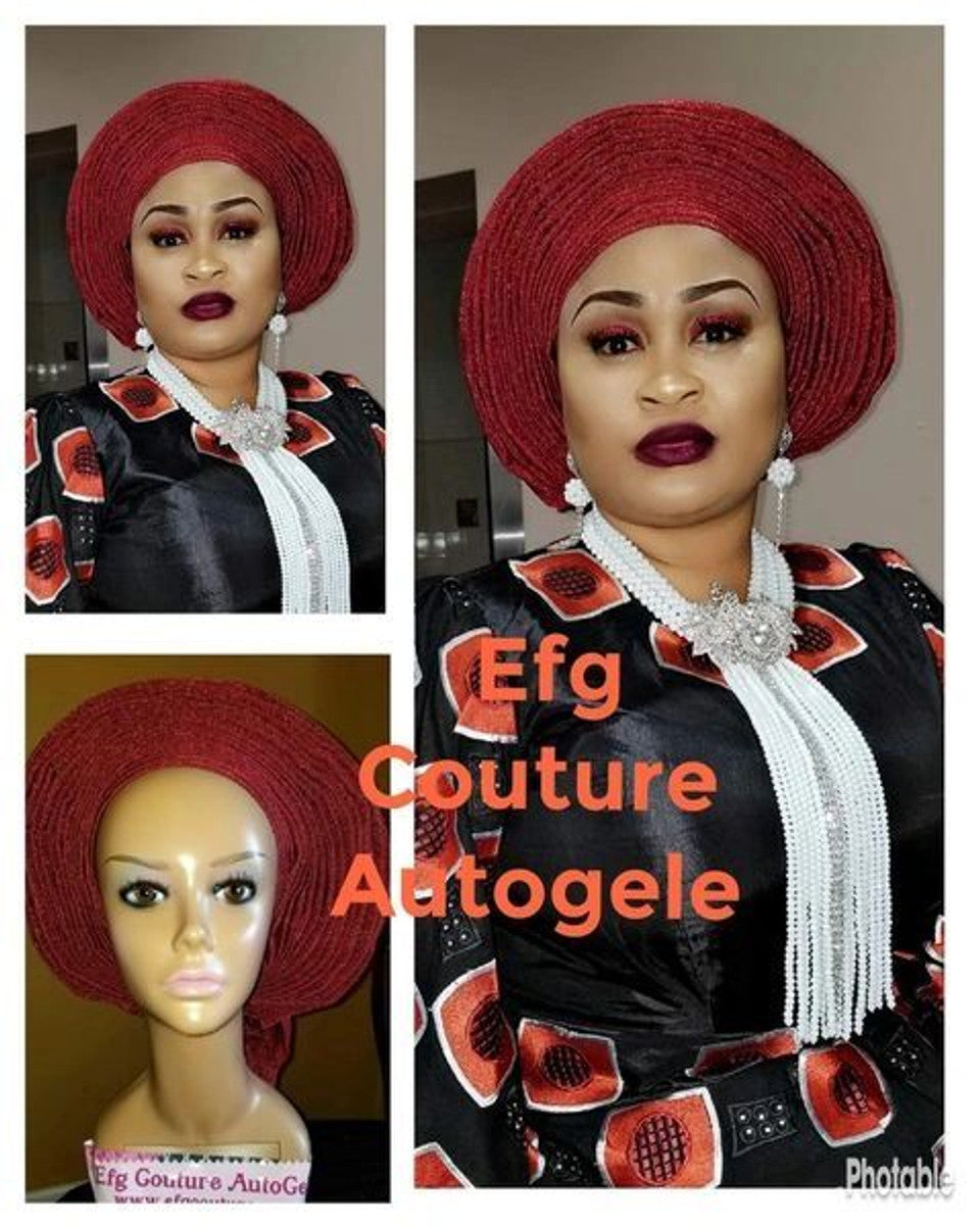 LUXURY AUTOGELE HEADTIE WITH PLAIN ASO OKE GELE