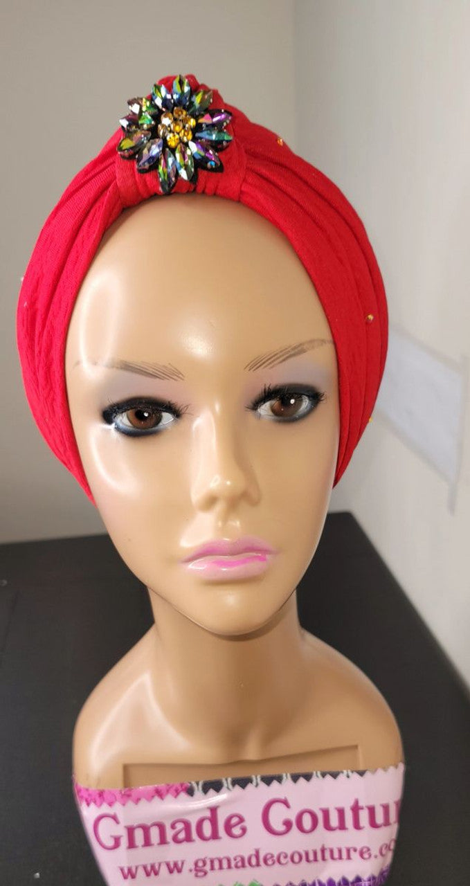 Copy of READY TO WEAR TURBAN CAP IN KNOT RHINESTONES EMBELLISHMENTS 3