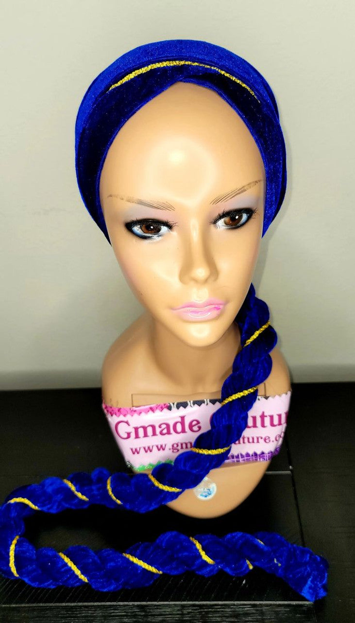 Extra Long Velvet Turban With Twisted Embellished Head Wrap 1