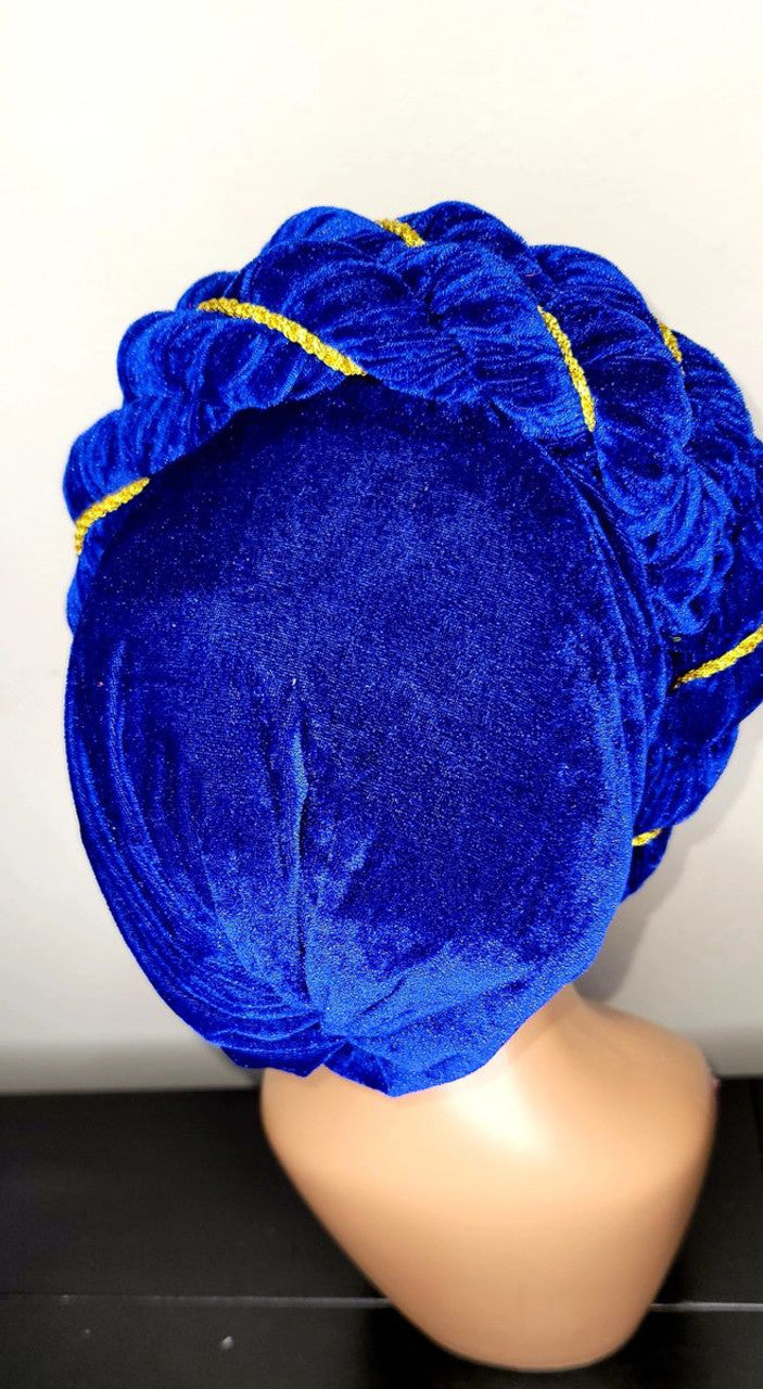 Extra Long Velvet Turban With Twisted Embellished Head Wrap 1