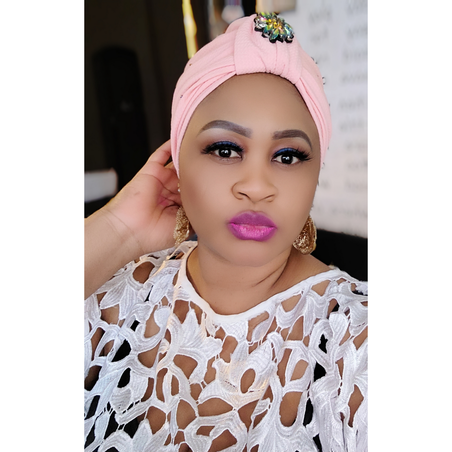 READY TO WEAR TURBAN CAP IN KNOT RHINESTONES EMBELLISHMENTS