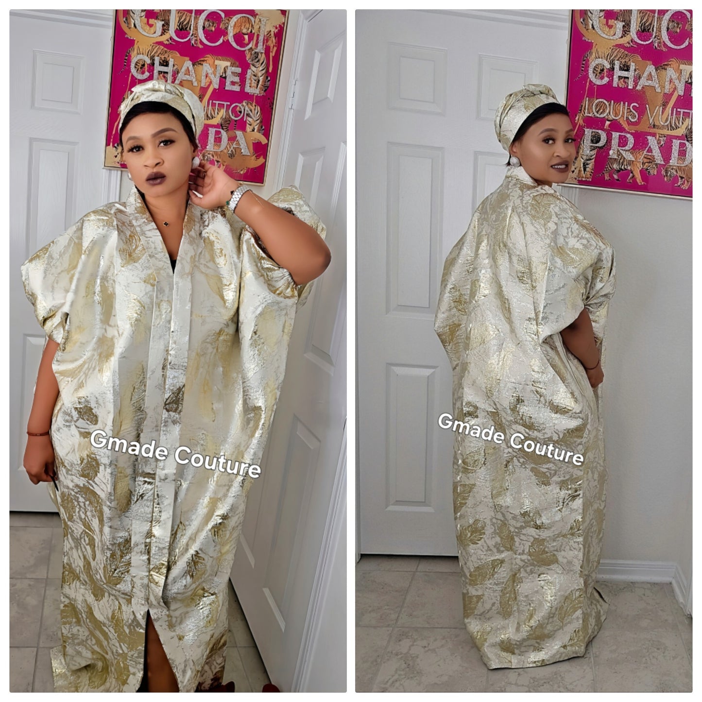 High Quality European Damask Brocade Agbada  Rich Aunty Luxurious  Agbada Bubu Maxi Dress Kaftan Dress fully embroidered with Matching Scarf