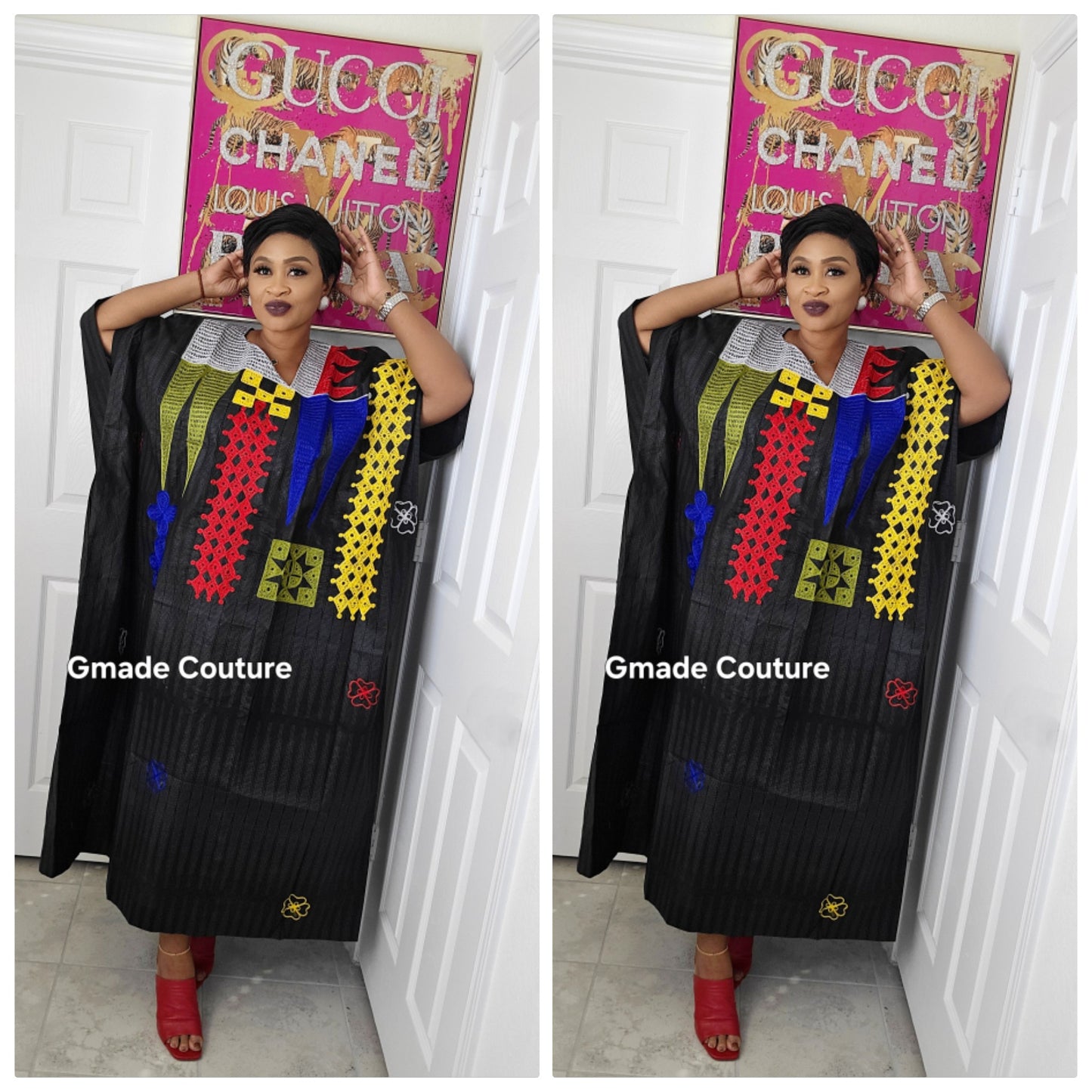 High Quality Multicolored Agbada  Rich Aunty Luxurious  Agbada Bubu Maxi Dress Kaftan Dress fully embroidered