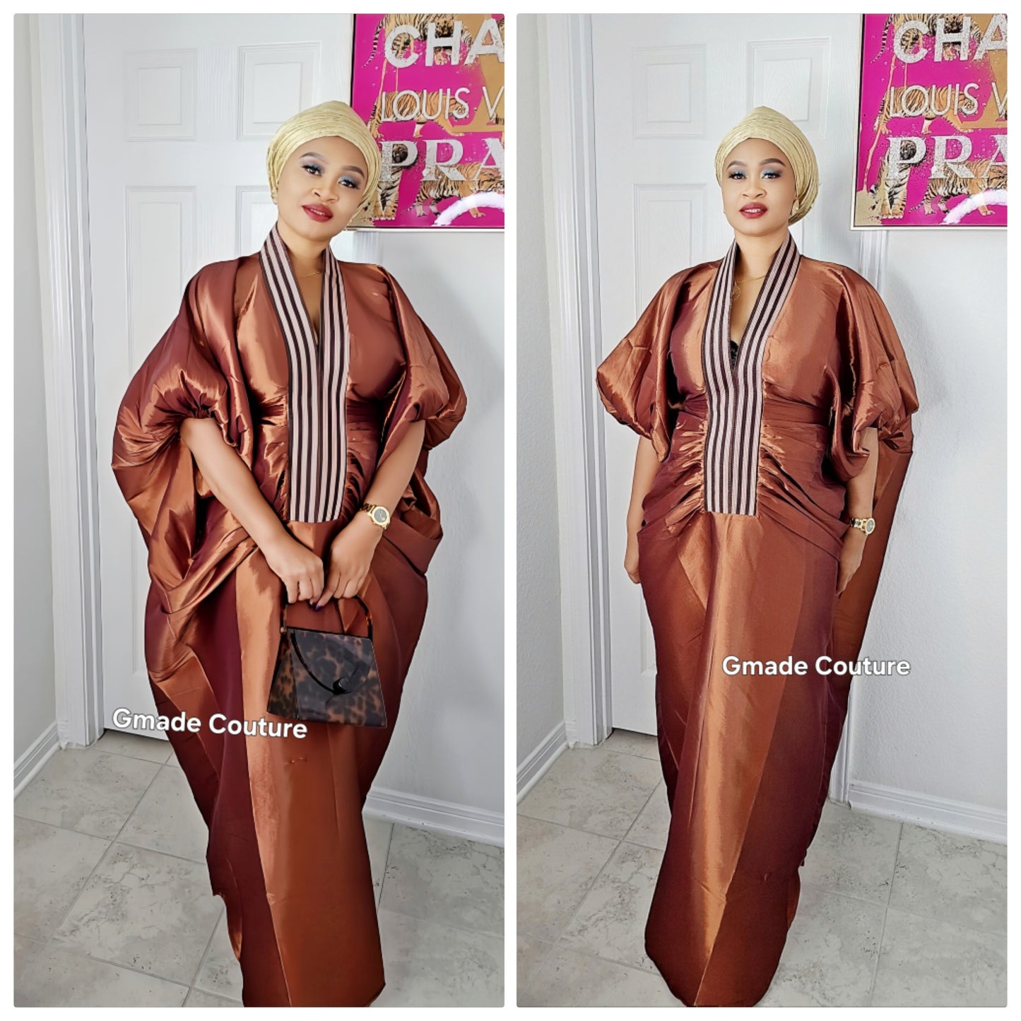 Zara Rich Aunty Bubu Dress With Aso-Oke Neckline