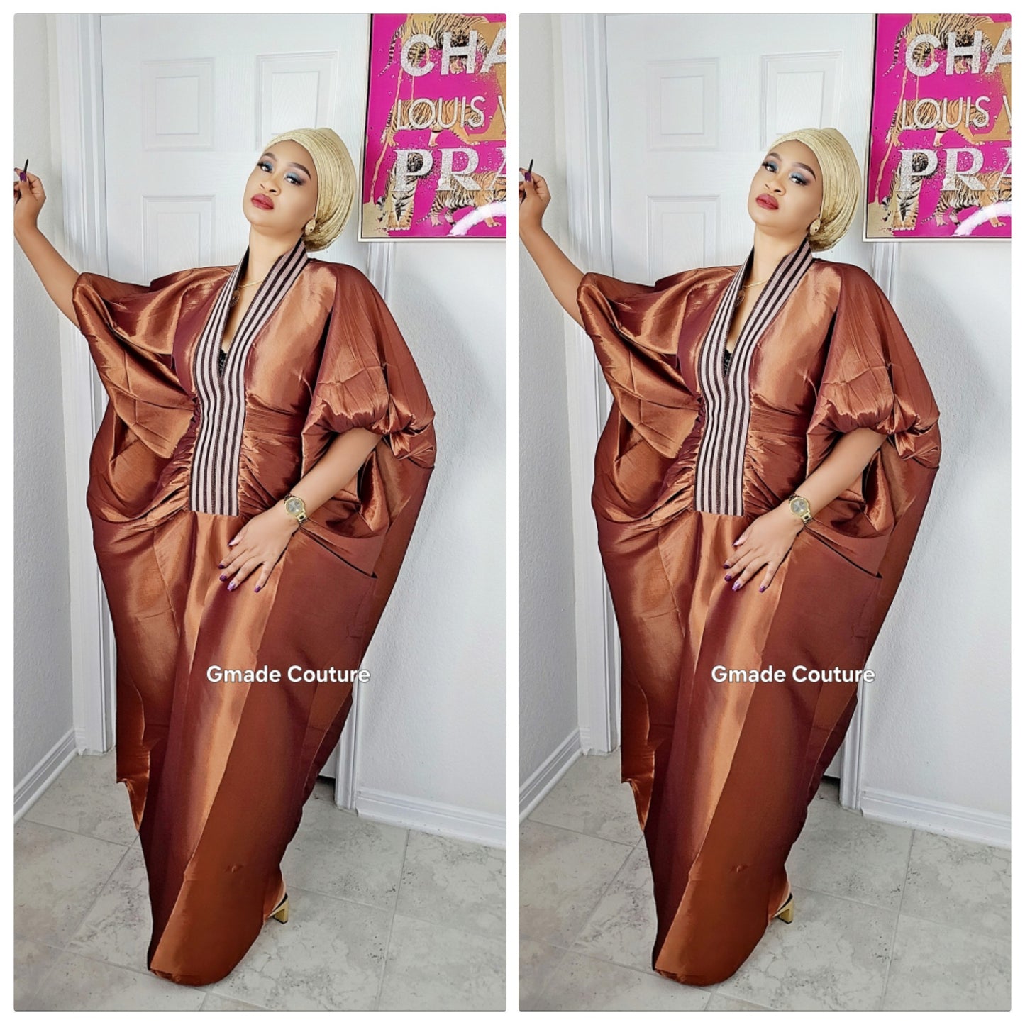 Zara Rich Aunty Bubu Dress With Aso-Oke Neckline