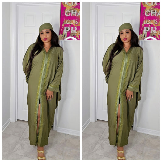 Jalabiya /Kaftan/Beach cover up with matching headwrap