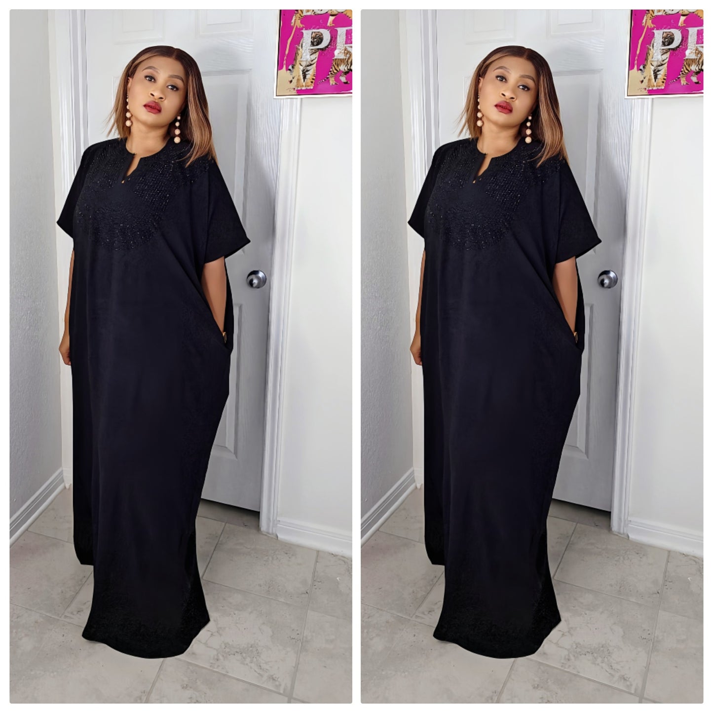 CHIC  BOUBOU SPARKLY KAFTAN WITH HIDDEN SIDES POCKETS 4 ( BESTSELLER)