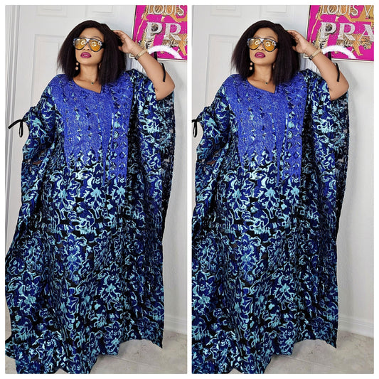 High Quality European Damask Brocade Agbada  Rich Aunty Luxurious  Agbada Bubu Maxi Dress Kaftan Dress fully embroidered with Matching Scarf