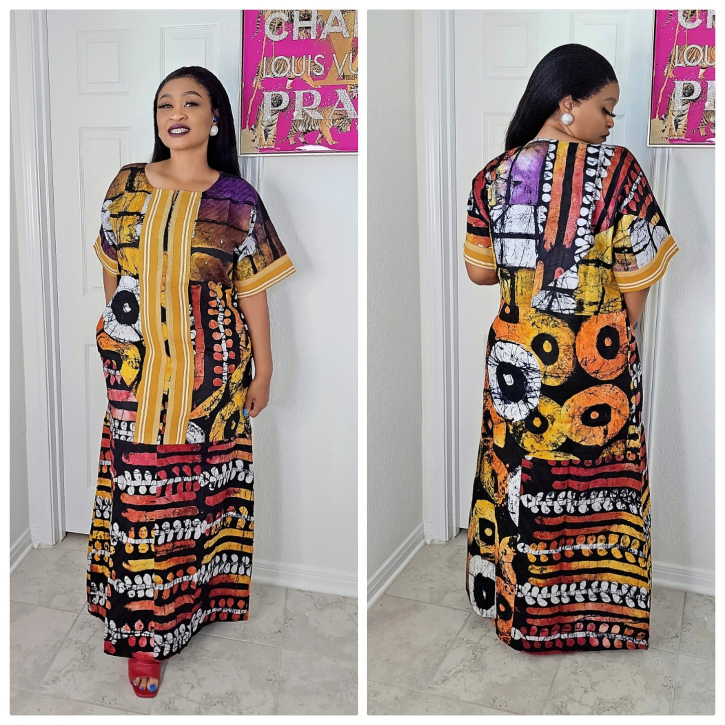 OBIM Patches Bubu Dress With Aso-Oke