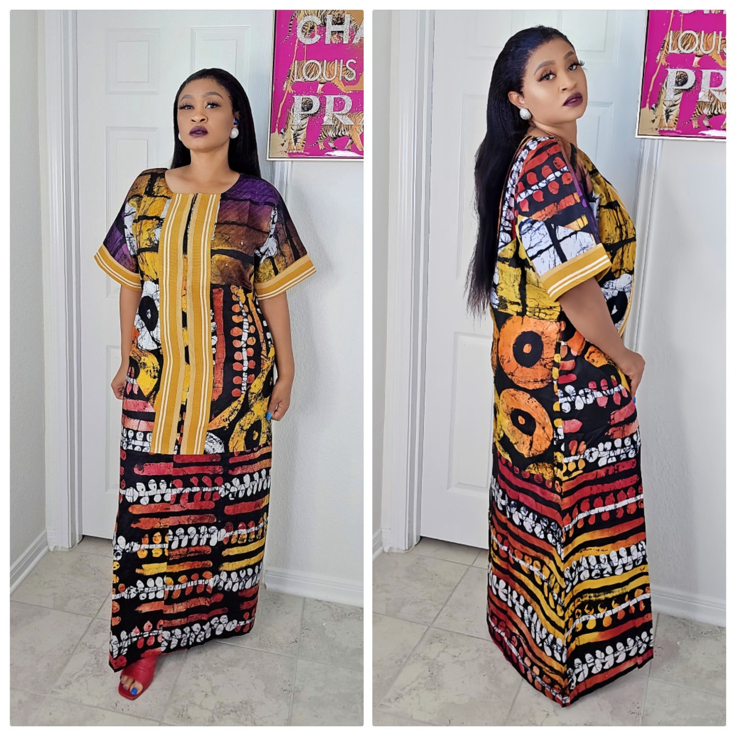 OBIM Patches Bubu Dress With Aso-Oke