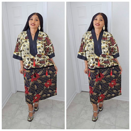 Tiwalola – Rich Aunty Bubu Midi length with Matching Scarf