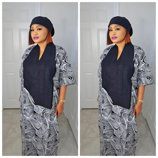 TARI BUBU – Aso-Oke Embroidered Bubu Boubou Kaftan Style with Aso-Oke Cap