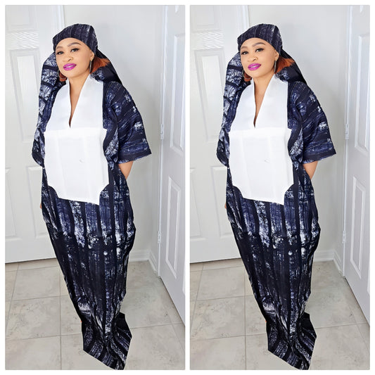 TARI BUBU – Aso-Oke Embroidered Bubu Boubou Kaftan Style with Matching Scarf