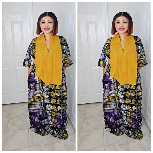 TARI BUBU – Aso-Oke Embroidered Bubu Boubou Kaftan Style with Matching Scarf