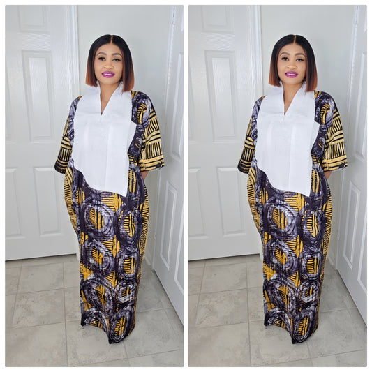 TARI BUBU – Aso-Oke Embroidered Bubu Boubou Kaftan Style with Matching Scarf