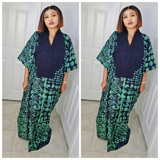 TARI BUBU – Aso-Oke Embroidered Bubu Boubou Kaftan Style with Matching Scarf