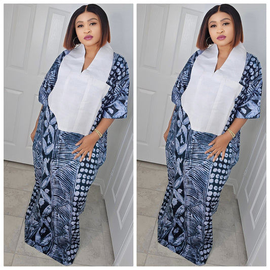 TARI BUBU – Aso-Oke Embroidered Bubu Boubou Kaftan Style with Matching Scarf