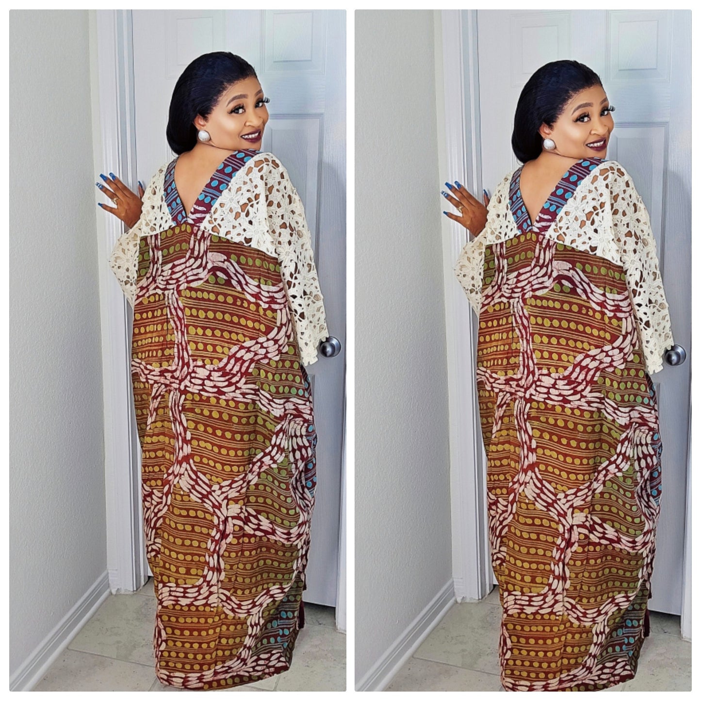 Obim Luxe Bubu – One Size Adire Chiffon Dress with Tassels