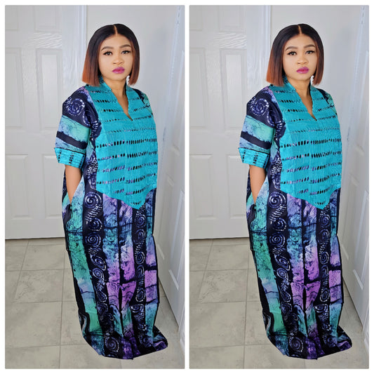TARI BUBU – Aso-Oke Embroidered Bubu Boubou Kaftan Style with Matching Scarf