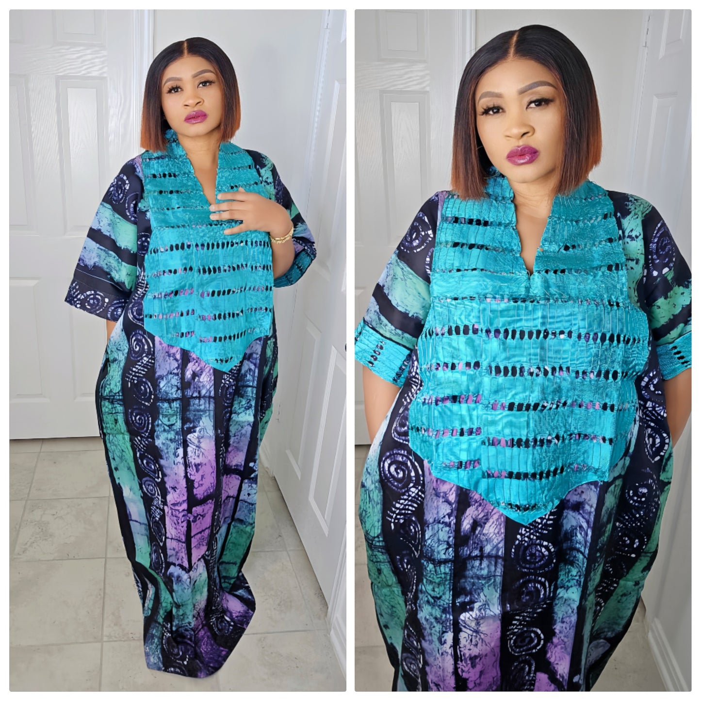 TARI BUBU – Aso-Oke Embroidered Bubu Boubou Kaftan Style with Matching Scarf