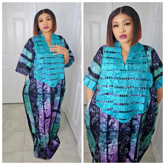 TARI BUBU – Aso-Oke Embroidered Bubu Boubou Kaftan Style with Matching Scarf