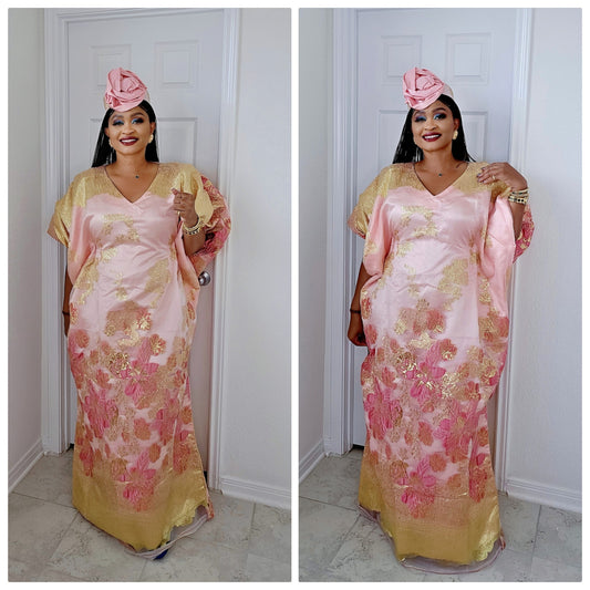 Rich Aunty Luxe Sheer Bubu Dress with Matching Hat