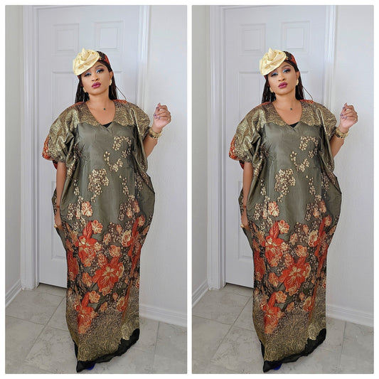 Rich Aunty Luxe Sheer Bubu Dress with Matching Hat