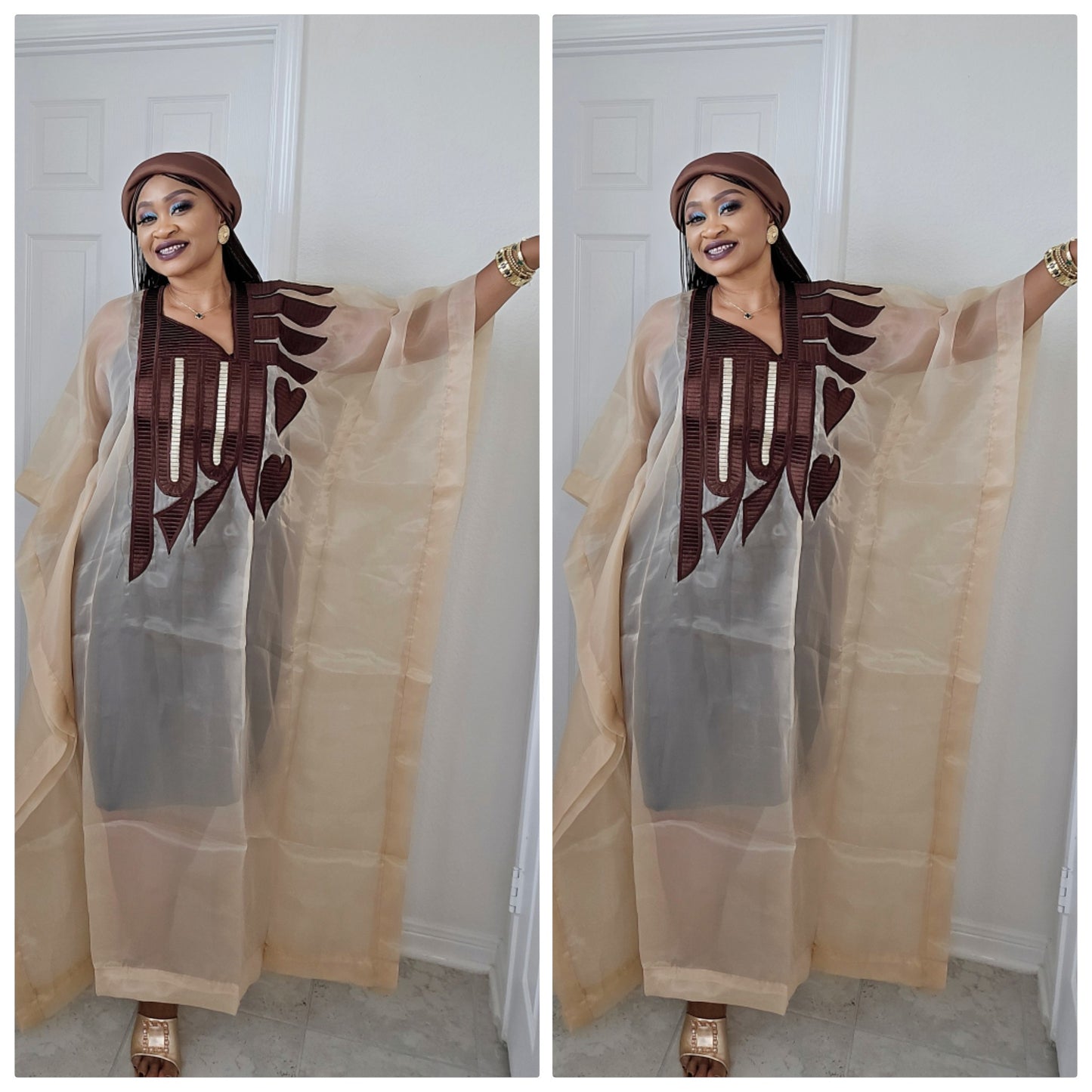 Amara Silk Chiffon Bubu with Matching Scarf, Inner & Hat
!!