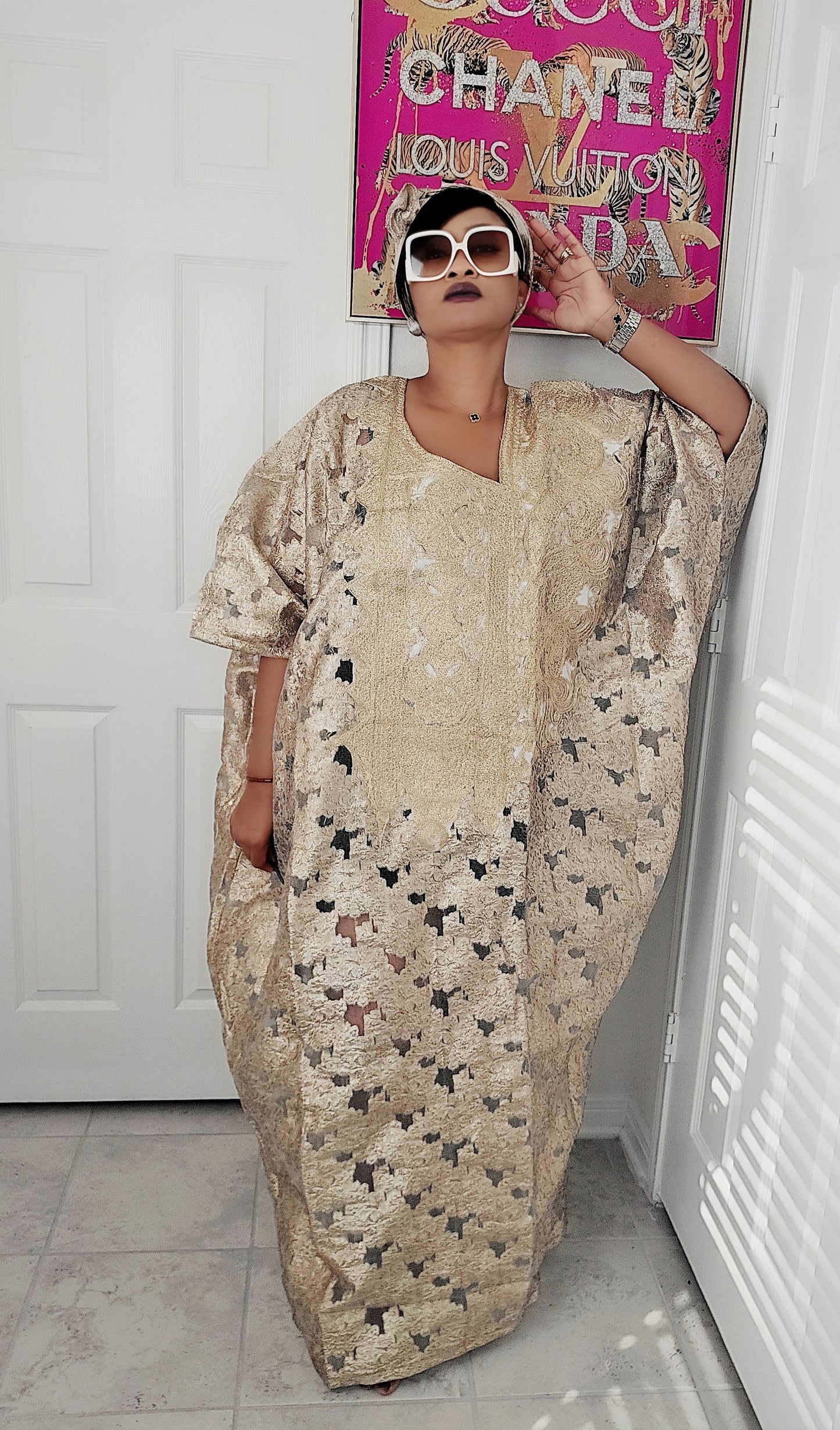 High Quality European Damask Brocade Cupion Agbada  Rich Aunty Luxurious  Agbada Bubu Maxi Dress Kaftan Dress fully embroidered with Matching Scarf