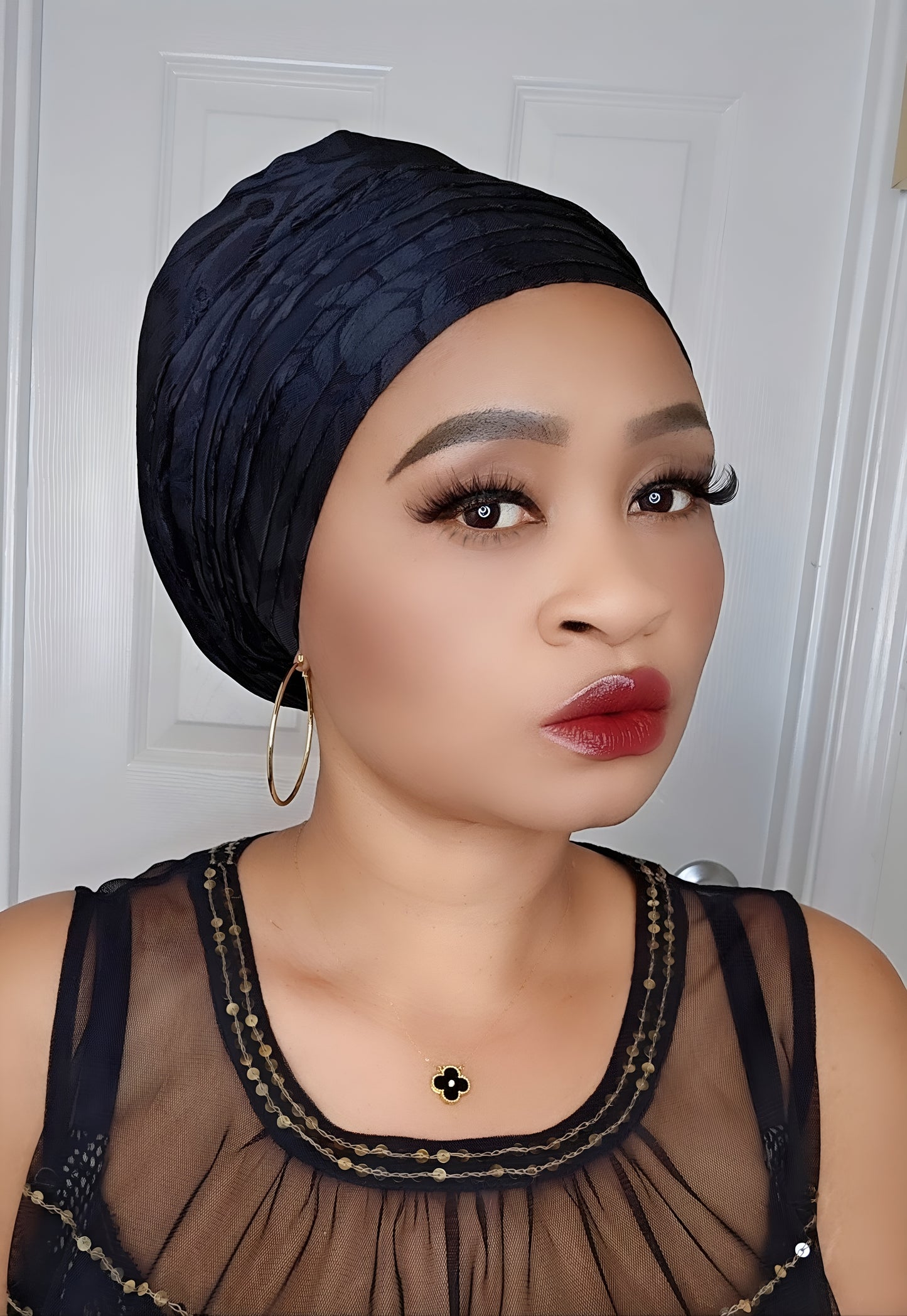 Rich Aunty Brocade Gele Cap Turban