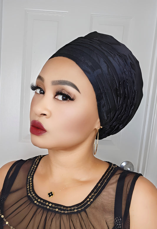 Rich Aunty Brocade Gele Cap Turban