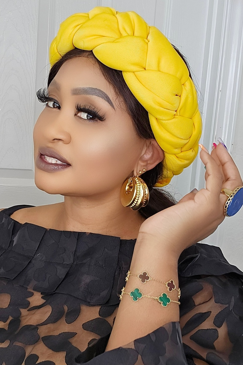 Gmade Braided Turban Twist Headband - Bright yellow