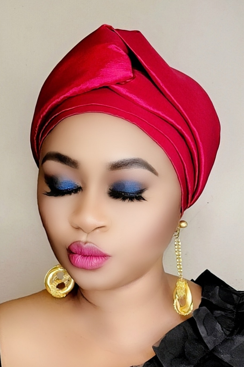 READY TO WEAR TAFETTA TURBAN GELE CAP WITH KNOT UP-DO- 9