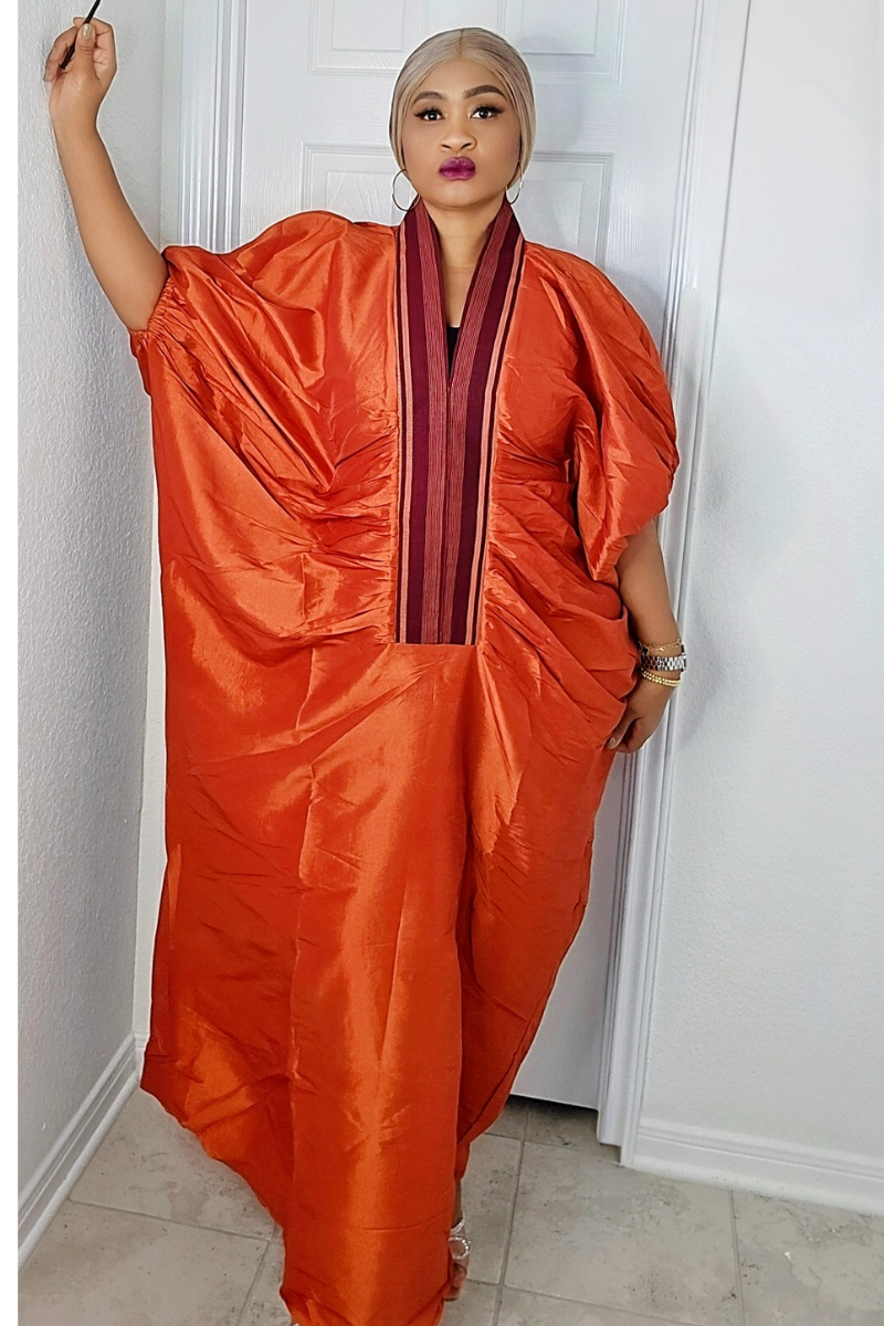 Zara Rich Aunty Bubu Dress With Aso-Oke Neckline