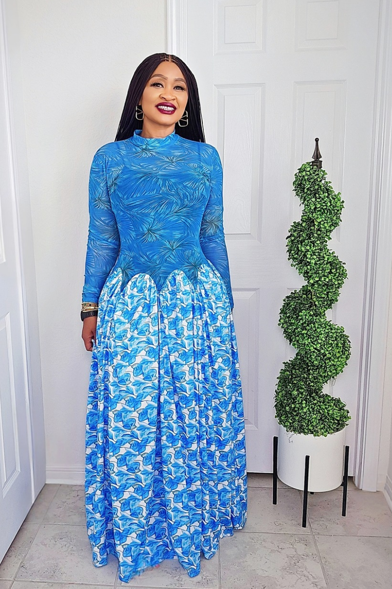 ZIVA Sheer High-Neck Dress