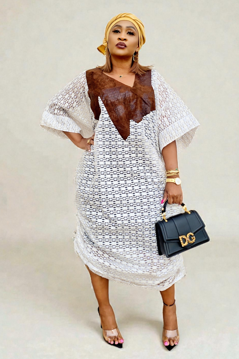 ADUN LEATHER-TRIM LACE BUBU