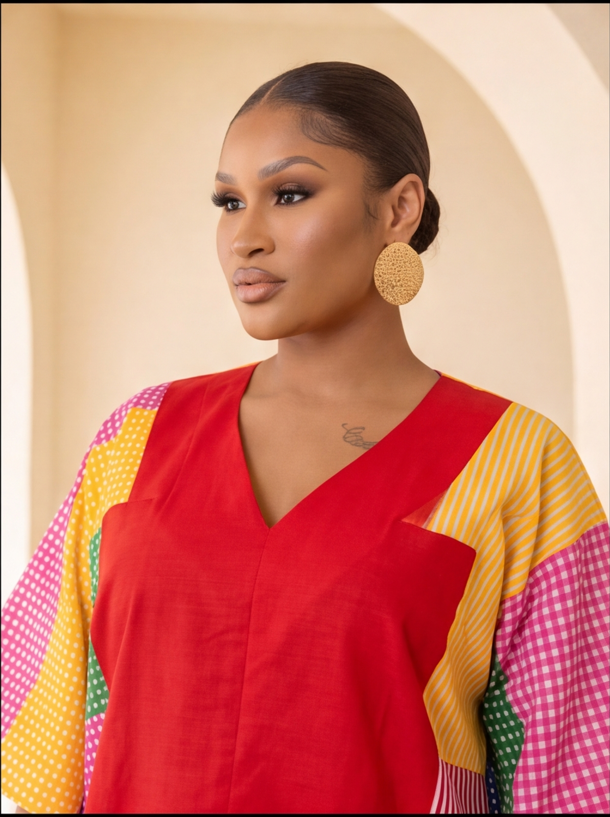 The Abeni Aso-Oke Patchwork Dress- Red