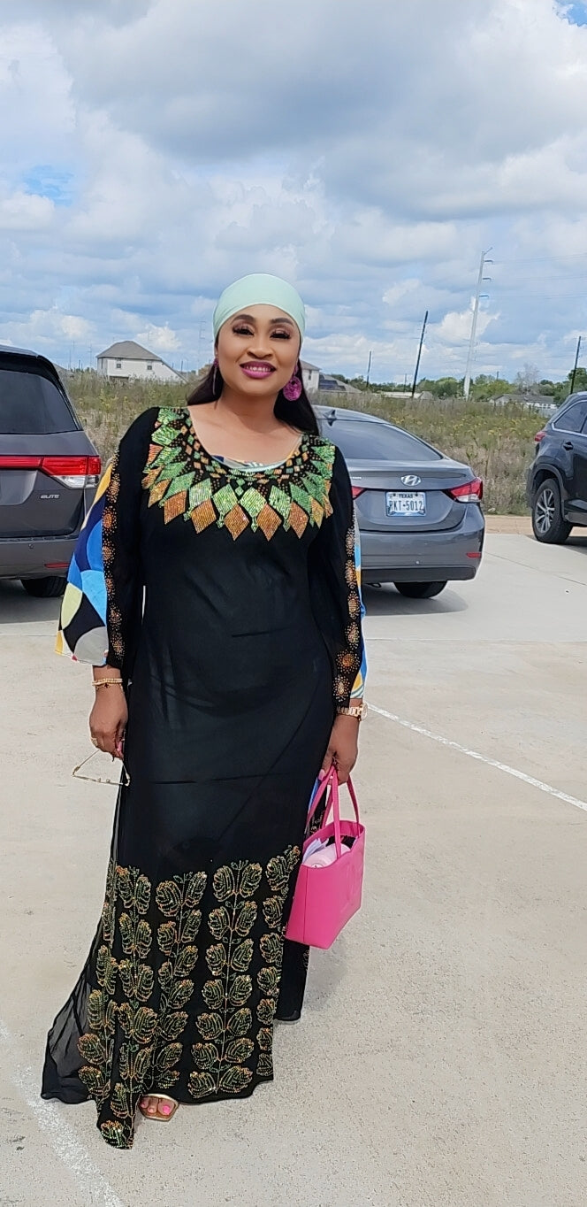 Rich Aunty Hajia Million stones kaftan with open sides