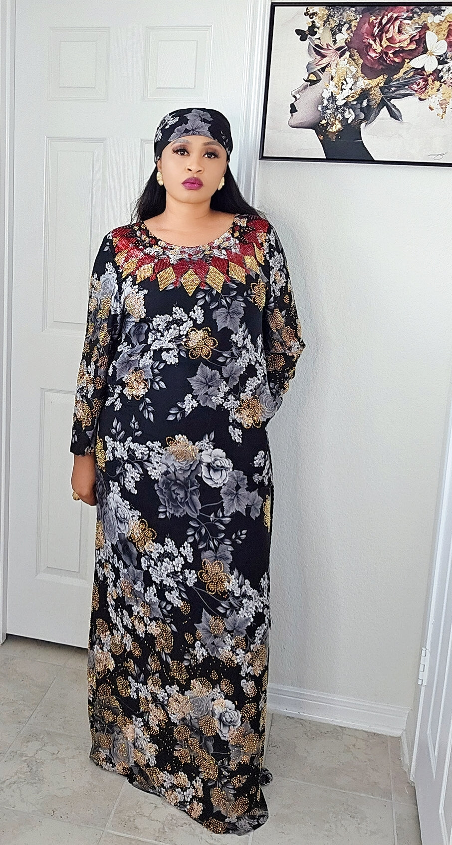 Bimbs Million stones kaftan  with Blinged sleeves