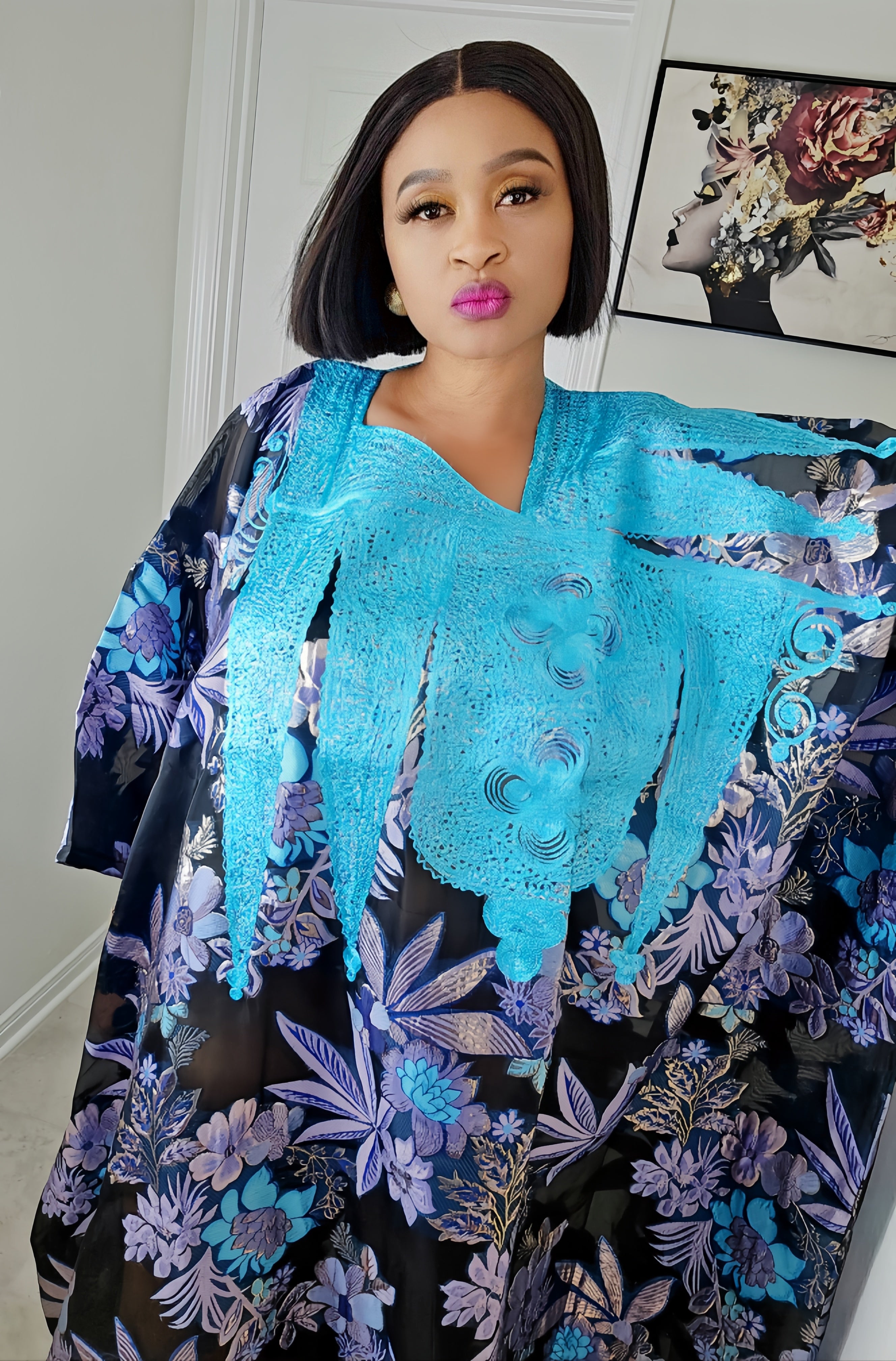 European Damask Brocade Agbada Bubu